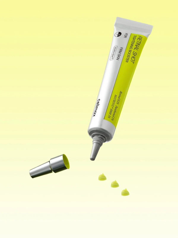 Celimax retinal booster 0.1% retinaldehyde A-Shot technology pore tightening serum.