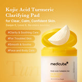 Medicube dual-sided toner pad embossed exfoliating side brightening for dark spots.